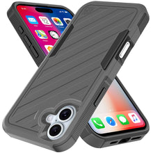 For iPhone 16 6.1inch Case Dual Layer Shockproof Lined Cover + Tempered Glass