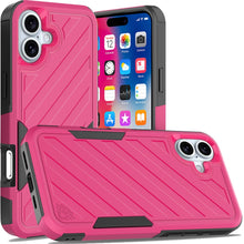 For iPhone 16 6.1inch Case Dual Layer Shockproof Lined Cover + Tempered Glass