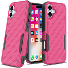 For iPhone 16 6.1inch Case Dual Layer Shockproof Lined Cover + Tempered Glass