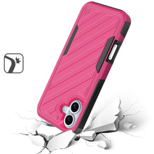 For iPhone 16 6.1inch Case Dual Layer Shockproof Lined Cover + Tempered Glass