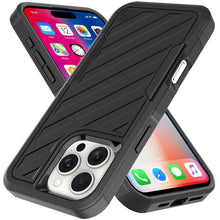 For iPhone 16 Pro 6.3in Case Dual Layer Shockproof Lined Cover + Tempered Glass