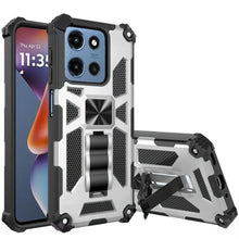 For Moto G 2025 Case Shockproof Modern with Stand Metal Plate + Tempered Glass
