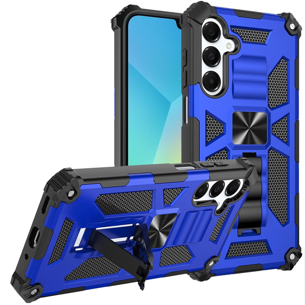 For Samsung A16 5G Case Shockproof Modern with Stand Metal Plate +Tempered Glass