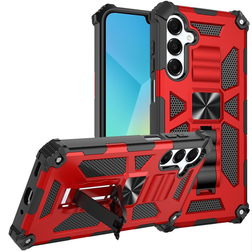 For Samsung A16 5G Case Shockproof Modern with Stand Metal Plate +Tempered Glass