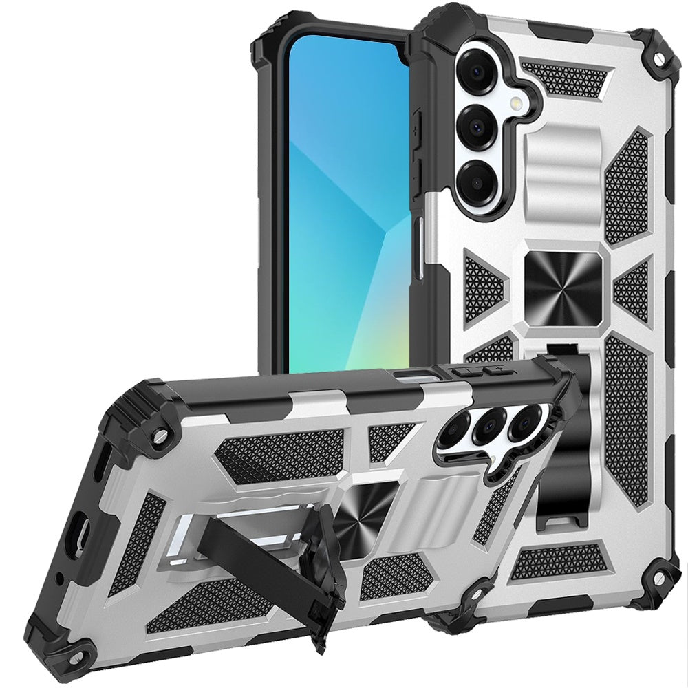 For Samsung A16 5G Case Shockproof Modern with Stand Metal Plate +Tempered Glass