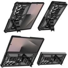 For Samsung Z Fold7 Case Shockproof Modern w/ Stand Metal Plate + Tempered Glass