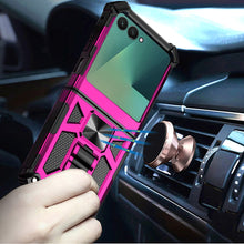 For Samsung Z Flip7 Case Shockproof Modern w/ Stand Metal Plate + Tempered Glass