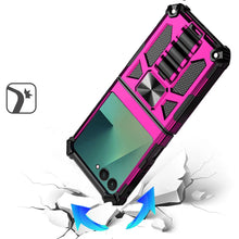 For Samsung Z Flip7 Case Shockproof Modern w/ Stand Metal Plate + Tempered Glass