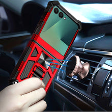 For Samsung Z Flip7 Case Shockproof Modern w/ Stand Metal Plate + Tempered Glass