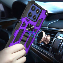 For Moto G Stylus 2025 Case Shockproof with Stand Metal Plate + Tempered Glass