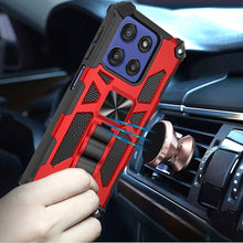 For Moto G Stylus 2025 Case Shockproof with Stand Metal Plate + Tempered Glass