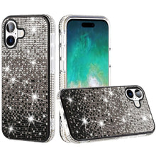 For iPhone 16 Plus 6.7in Case Party Full Bling Diamond Cover + Tempered Glass