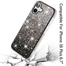 For iPhone 16 Plus 6.7in Case Party Full Bling Diamond Cover + Tempered Glass