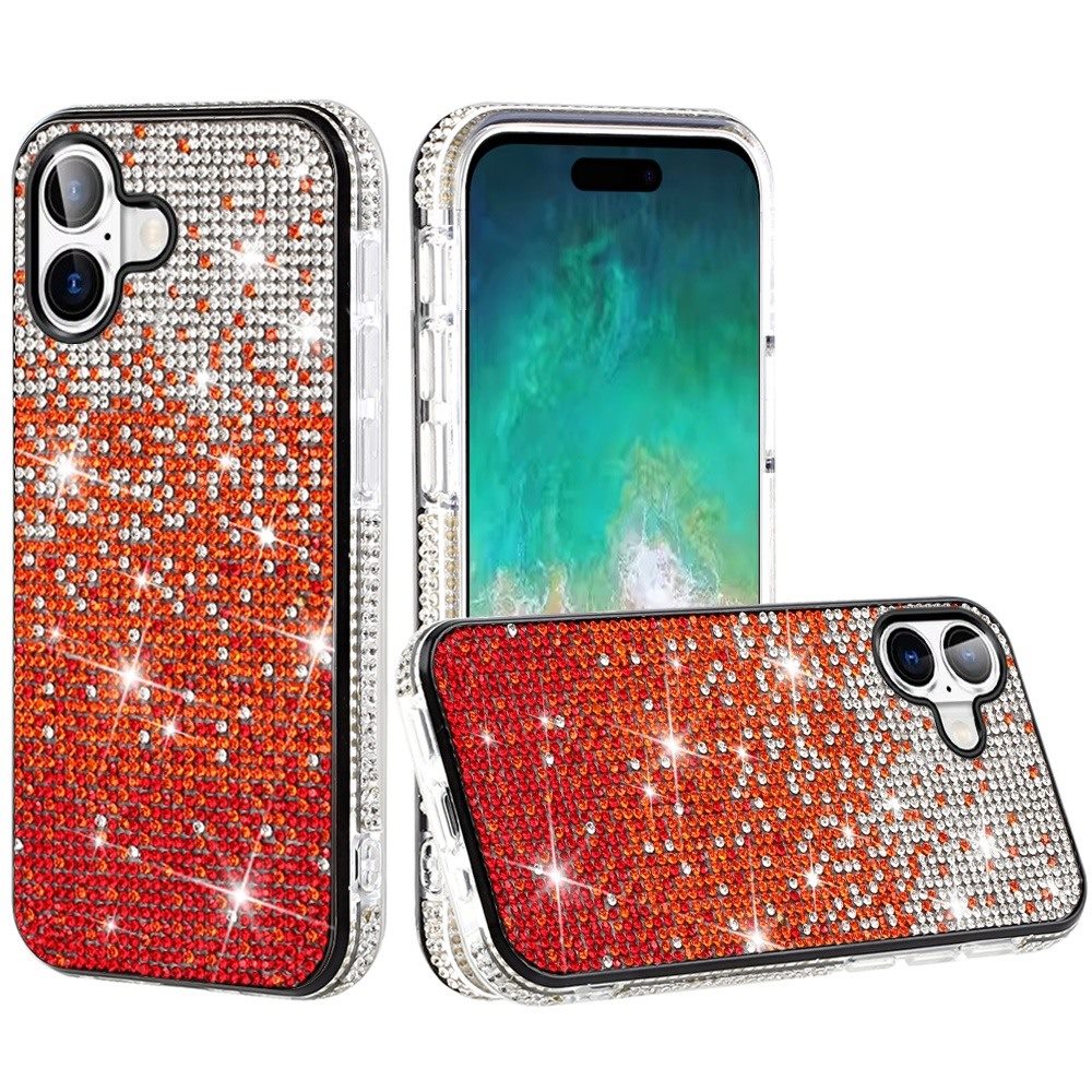 For iPhone 16 Plus 6.7in Case Party Full Bling Diamond Cover + Tempered Glass