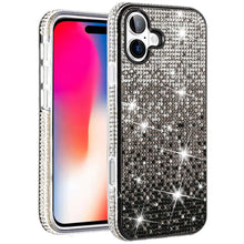 For iPhone 16 6.1inch Case Party Full Bling Diamond Phone Cover + Tempered Glass