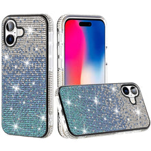 For iPhone 16 6.1inch Case Party Full Bling Diamond Phone Cover + Tempered Glass