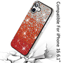 For iPhone 16 6.1inch Case Party Full Bling Diamond Phone Cover + Tempered Glass