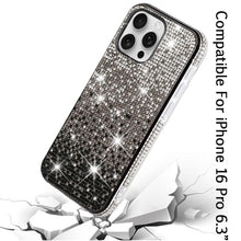 For iPhone 16 Pro 6.3in Case Party Full Bling Diamond Cover + Tempered Glass
