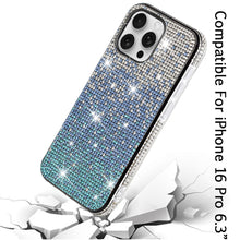 For iPhone 16 Pro 6.3in Case Party Full Bling Diamond Cover + Tempered Glass
