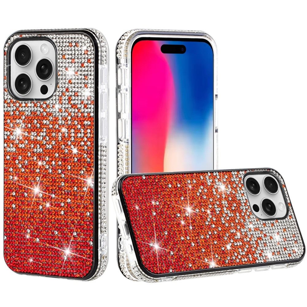 For iPhone 16 Pro 6.3in Case Party Full Bling Diamond Cover + Tempered Glass
