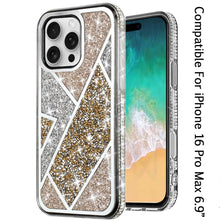 For iPhone 16 PRO MAX Case Rhombus Bling Glitter Diamond Cover + Tempered Glass