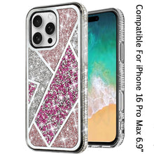 For iPhone 16 PRO MAX Case Rhombus Bling Glitter Diamond Cover + Tempered Glass