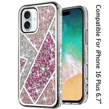 For iPhone 16 Plus 6.7in Case Rhombus Bling Glitter Diamond + Tempered Glass