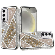 For Samsung S24+/S25+ Case Rhombus Bling Glitter Diamond Cover + Tempered Glass