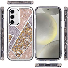 For Samsung S24+/S25+ Case Rhombus Bling Glitter Diamond Cover + Tempered Glass