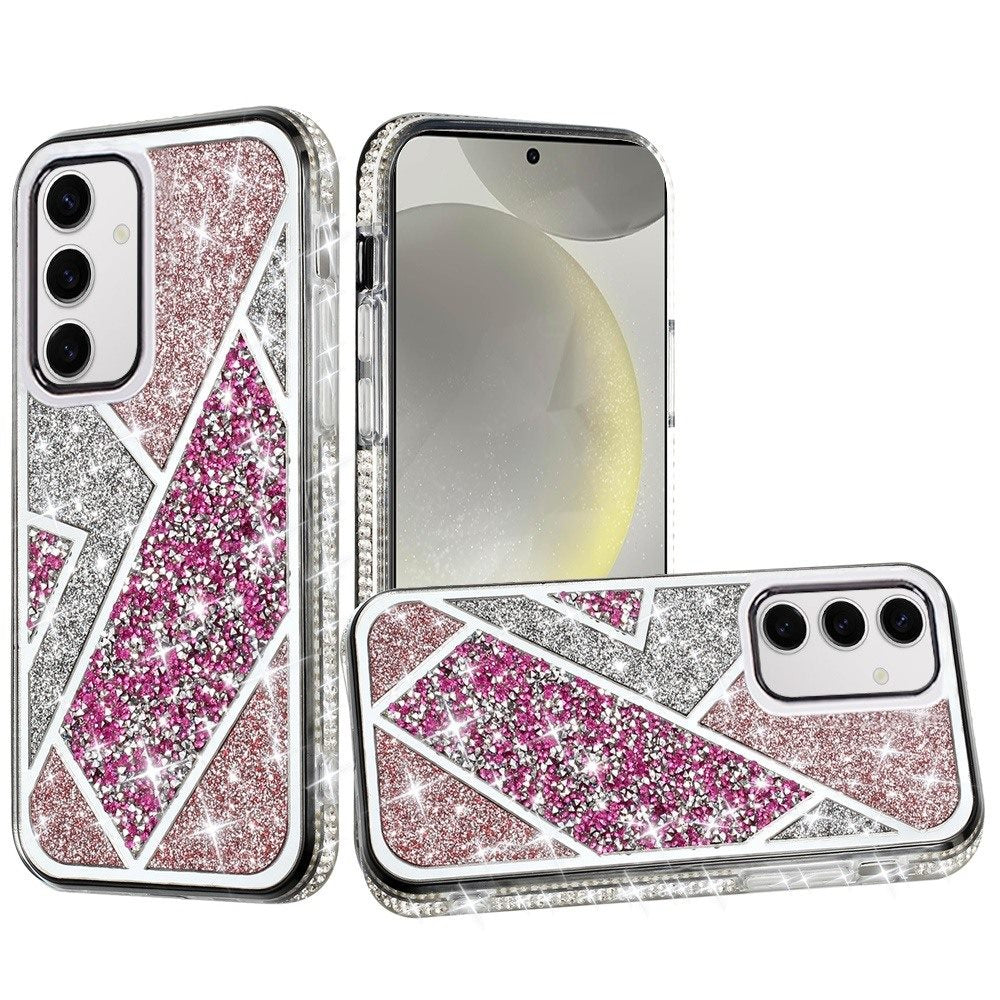 For Samsung S25+/S24+ Case Rhombus Bling Glitter Diamond Cover + Tempered Glass
