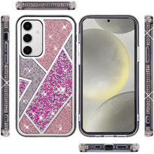 For Samsung S24+/S25+ Case Rhombus Bling Glitter Diamond Cover + Tempered Glass