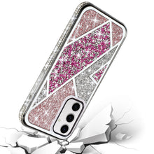 For Samsung S24+/S25+ Case Rhombus Bling Glitter Diamond Cover + Tempered Glass