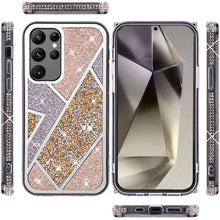 For Samsung S25 Ultra Case Rhombus Bling Glitter Diamond Cover + Tempered Glass