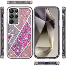 For Samsung S25 Ultra Case Rhombus Bling Glitter Diamond Cover + Tempered Glass