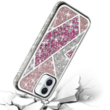 For iPhone 16 6.1inch Case Rhombus Bling Glitter Diamond Cover + Tempered Glass