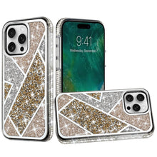 For iPhone 16 Pro 6.3in Case Rhombus Bling Glitter Diamond Cover +Tempered Glass