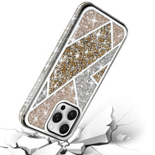 For iPhone 16 Pro 6.3in Case Rhombus Bling Glitter Diamond Cover +Tempered Glass