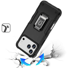 For iPhone 17 PRO Case Grip Design with Metal Ring Stand Cover + Tempered Glass