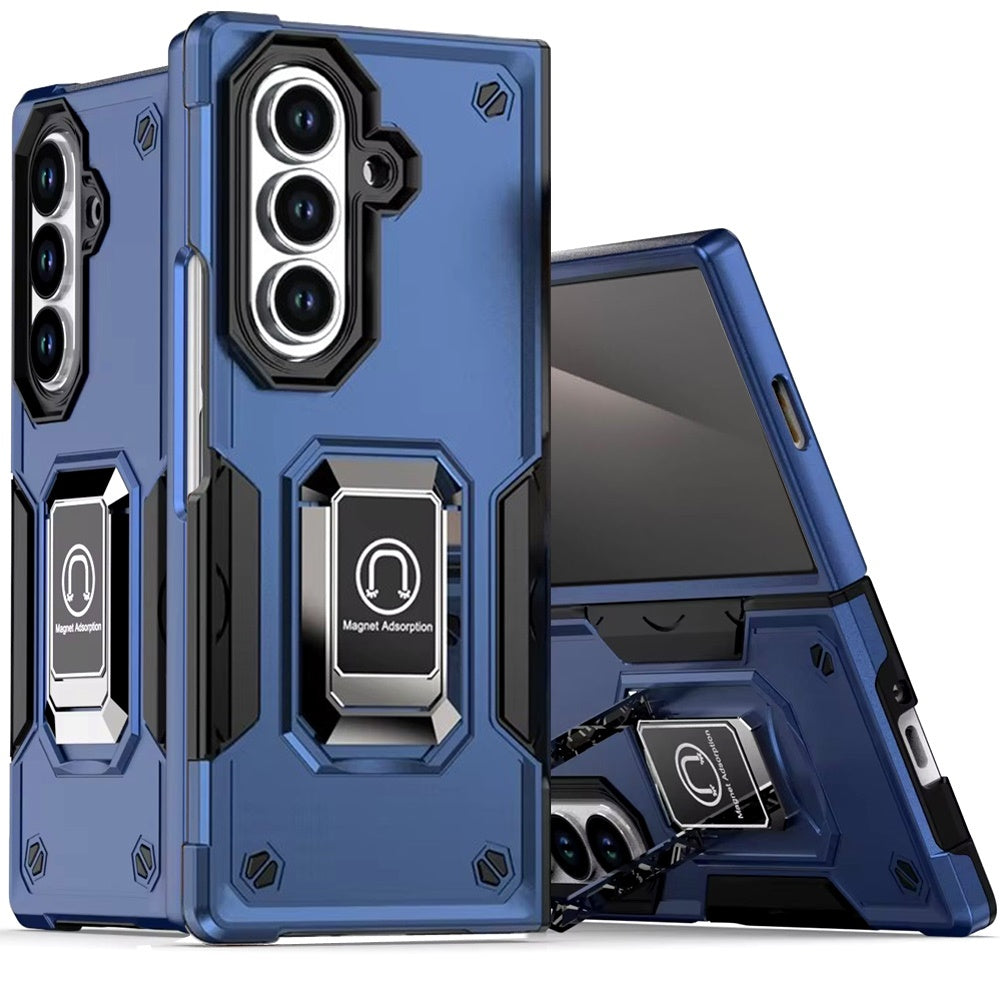 For Samsung Z Fold7 Case Grip Design Magnetic Ring Stand Cover + Tempered Glass