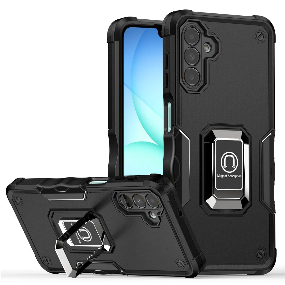 For Samsung A17 5G Case Grip Design Magnetic Ring Stand Cover + Tempered Glass