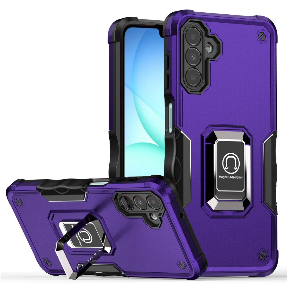 For Samsung A17 5G Case Grip Design Magnetic Ring Stand Cover + Tempered Glass