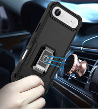 For iPhone Air Case Grip Design with Metal Ring Stand Cover + Tempered Glass