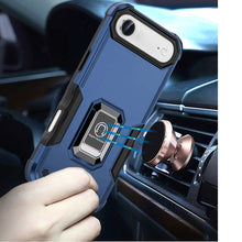 For iPhone Air Case Grip Design with Metal Ring Stand Cover + Tempered Glass