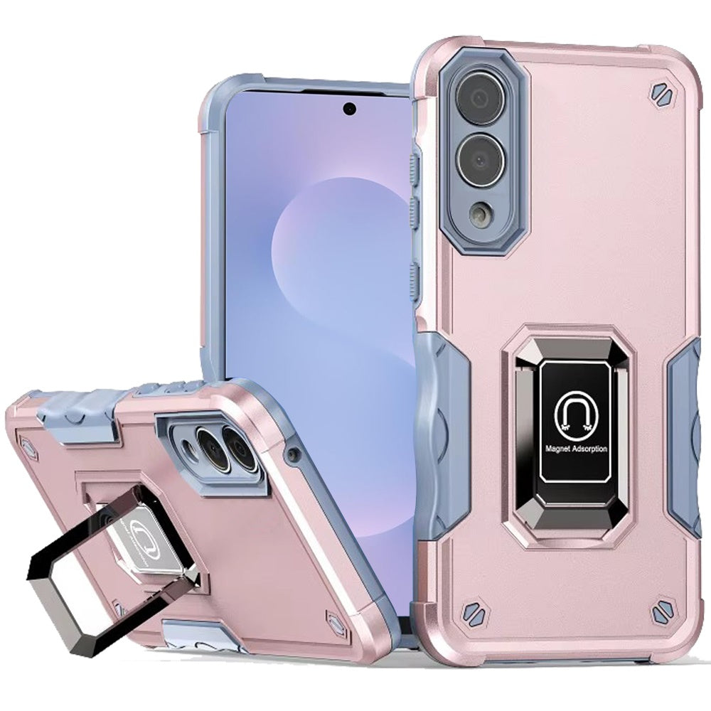 For Samsung S25 Edge Case Grip Design Magnetic Ring Stand Cover + Tempered Glass