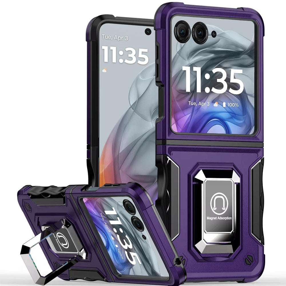 For Motorola Razr 2025/2024 Case Grip Design Magnetic RingStand Phone Cover