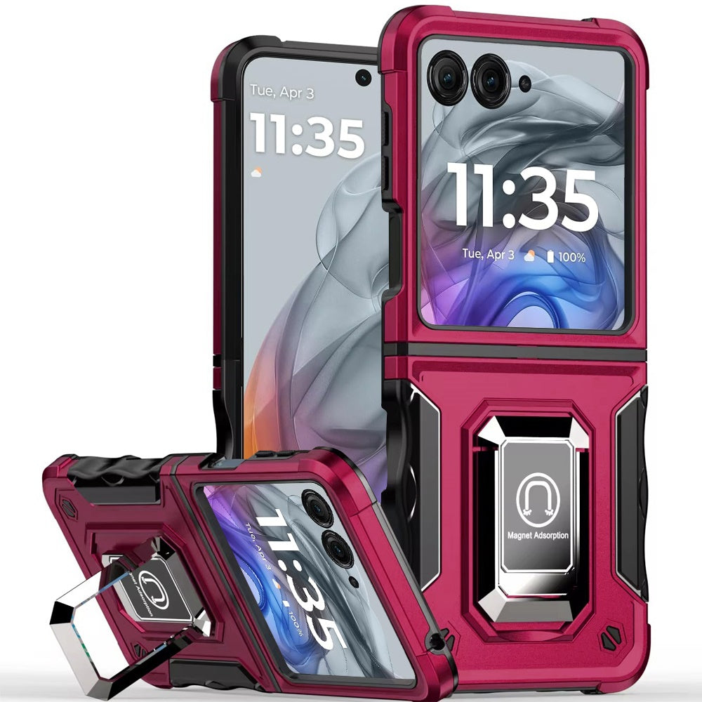 For Motorola Razr 2024(NonPlus) Case Grip Design Magnetic RingStand Phone Cover