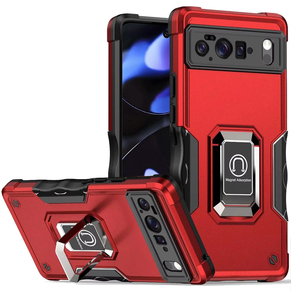 For Google Pixel 10/10 Pro Case Grip Design Ring Stand Cover + Tempered Glass