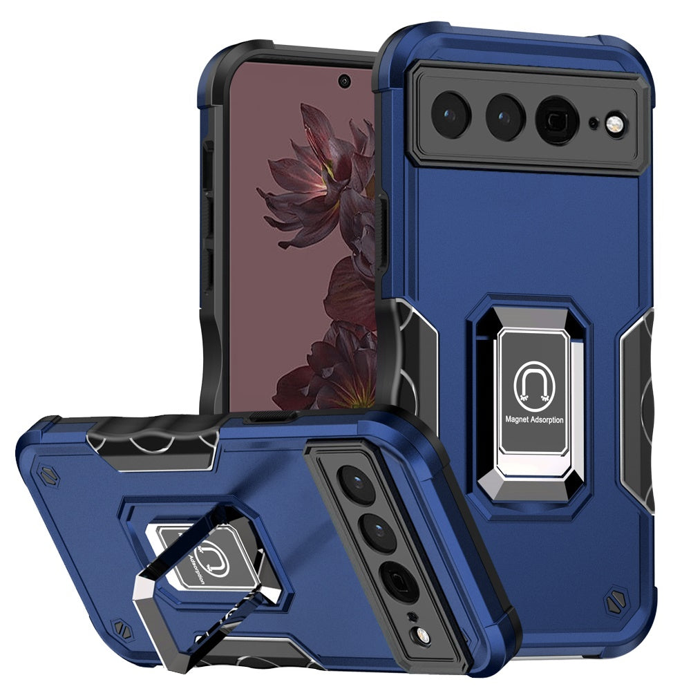 For Google Pixel 7 PRO (Triple Camera) Case Grip Design Magnetic RingStand Cover