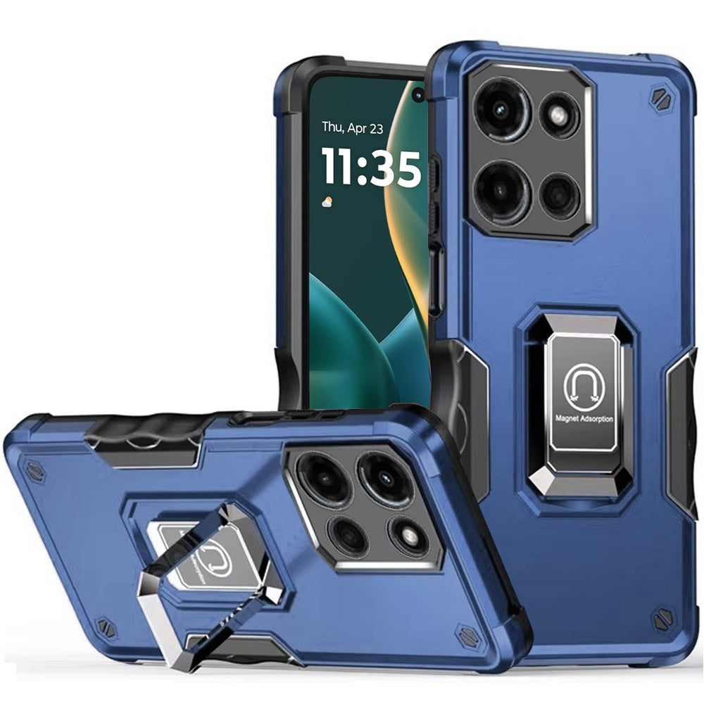 For Moto G Stylus 2025 Case Grip Design Magnetic Ringstand Cover +Tempered Glass