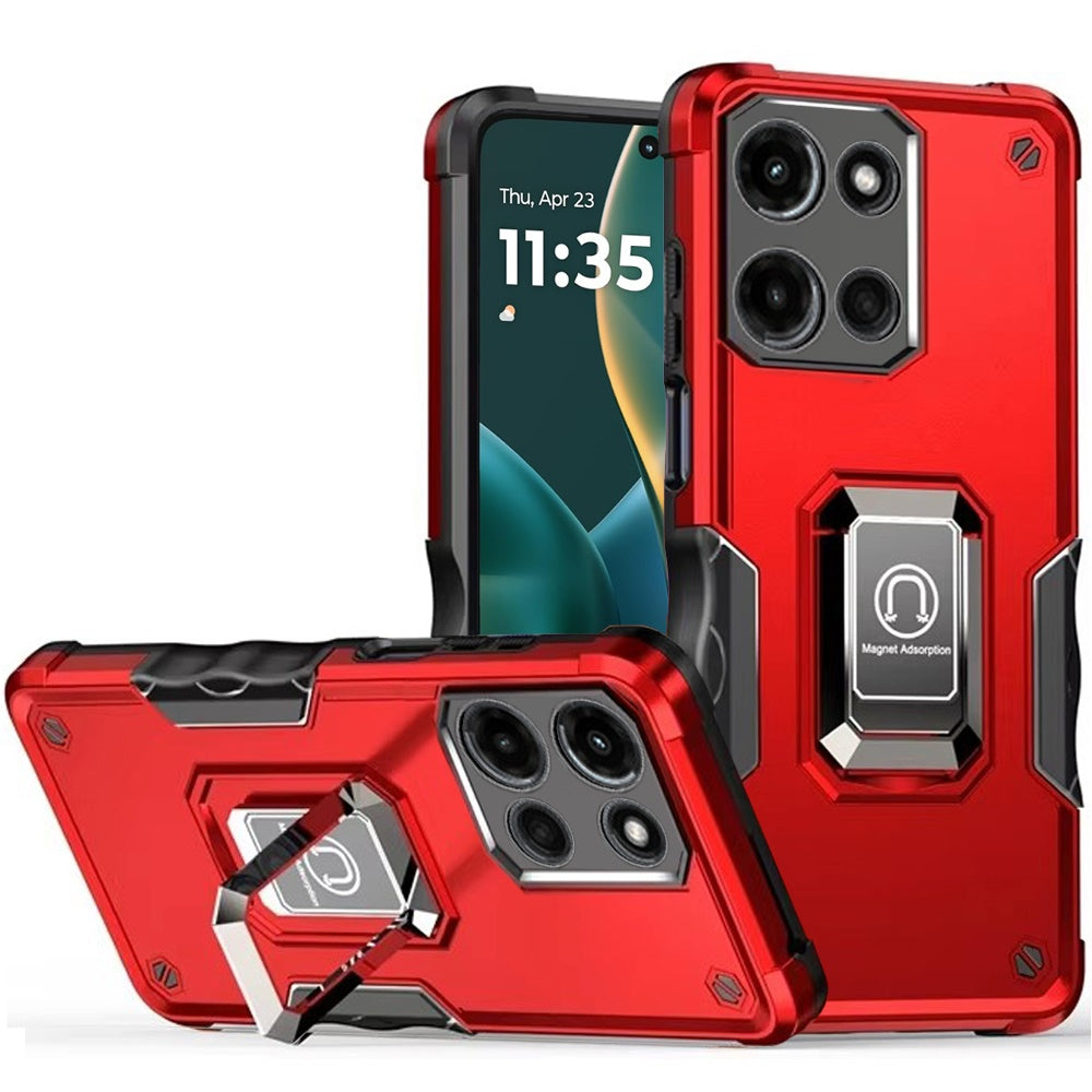 For Moto G Stylus 2025 Case Grip Design Magnetic Ringstand Cover +Tempered Glass